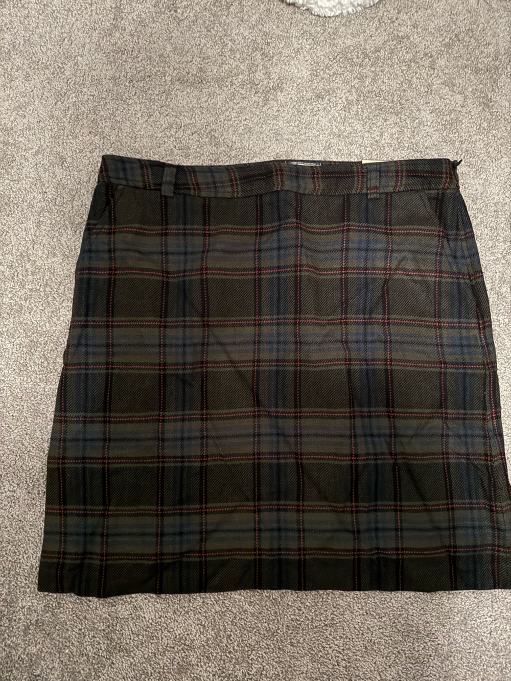 G.H. Bass & Co. Olive Plaid Mini Skirt with Navy and Red Windowpane